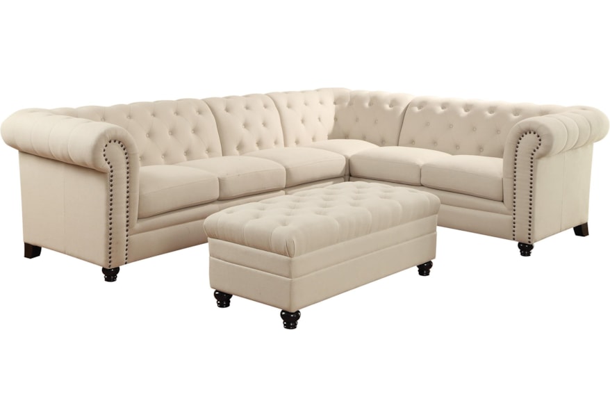 Coaster Roy Button Tufted Sectional Sofa With Armless Chair A1 Furniture Mattress Sectional Sofas