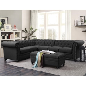 Coaster Roy Button Tufted Sectional Sofa With Armless Chair Northeast Factory Direct Sectional Sofas