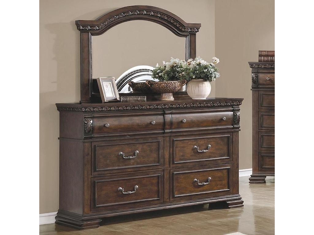 Coaster Furniture Satterfield 6 Drawer Dresser And Mirror Combo In
