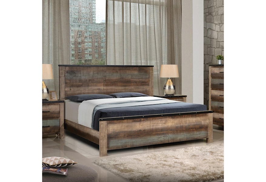 Coaster Sembene Rustic California King Bed With Nailhead Accents A1 Furniture Mattress Panel Beds