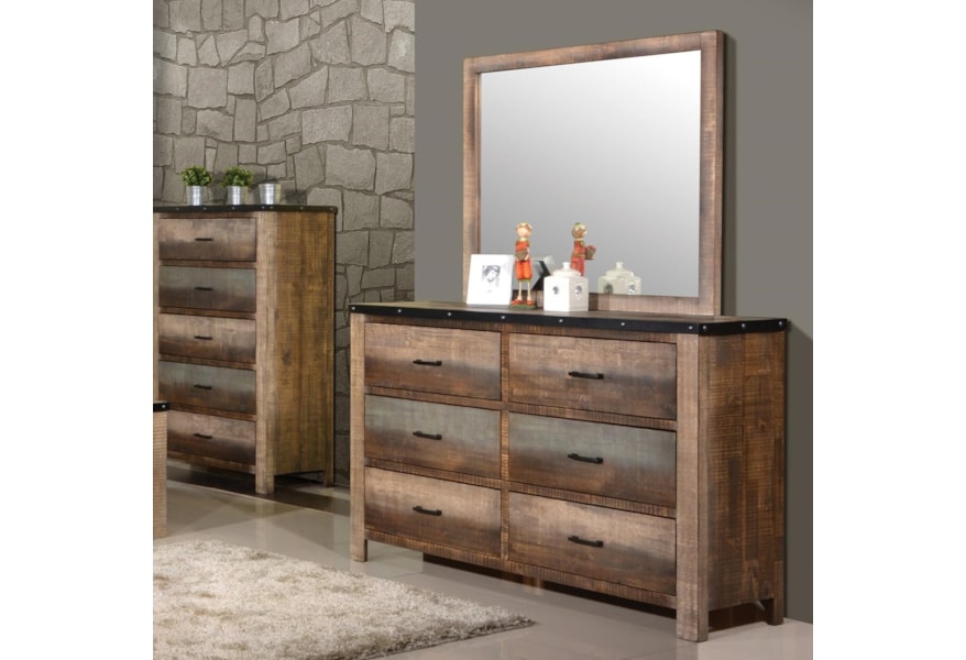Coaster Sembene Rustic Dresser And Mirror Set Dunk Bright