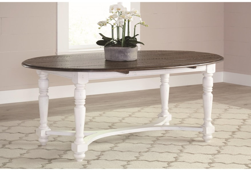 English Row White Oval Dining Table With Turned Legs Rotmans