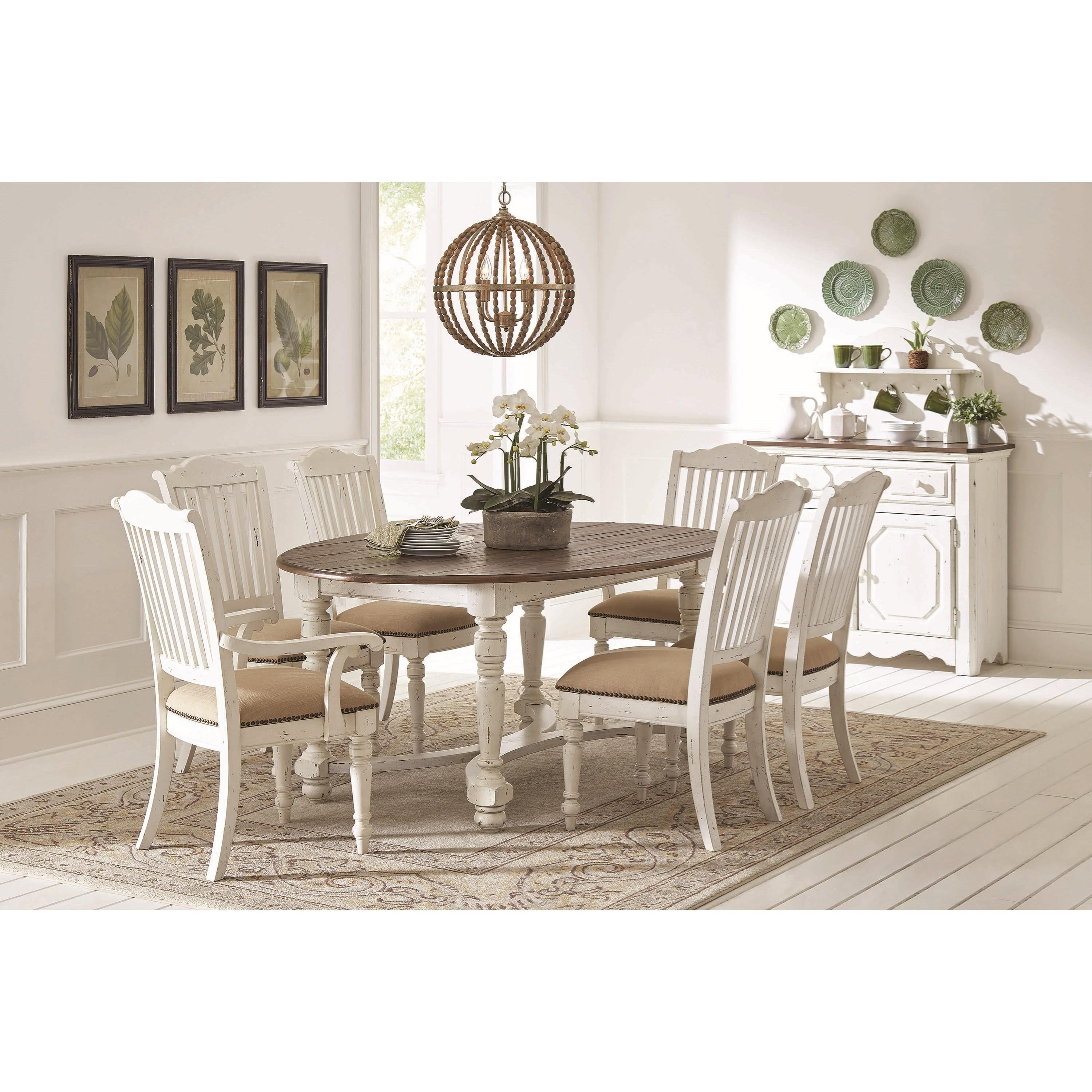 English Row White Upholstered Dining Side Chair With Nailhead