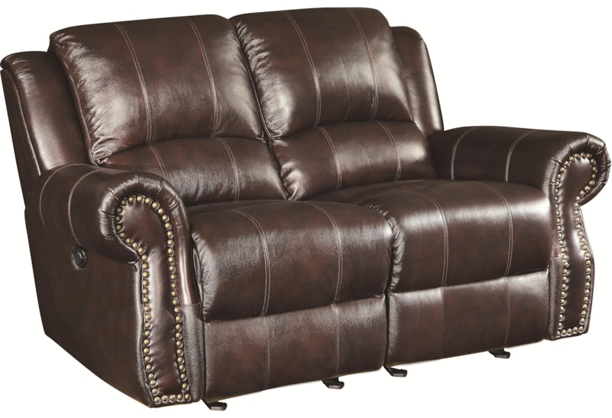 Coaster Sir Rawlinson Traditional Gliding Reclining Love Seat With Nailhead Studs Rife S Home Furniture Reclining Love Seats