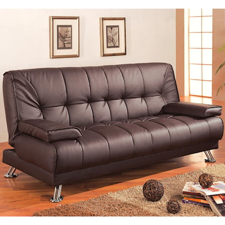 Coaster Sofa Beds Futons 300148 Faux Leather Convertible Sofa Bed Armrests | Suburban Furniture Futons