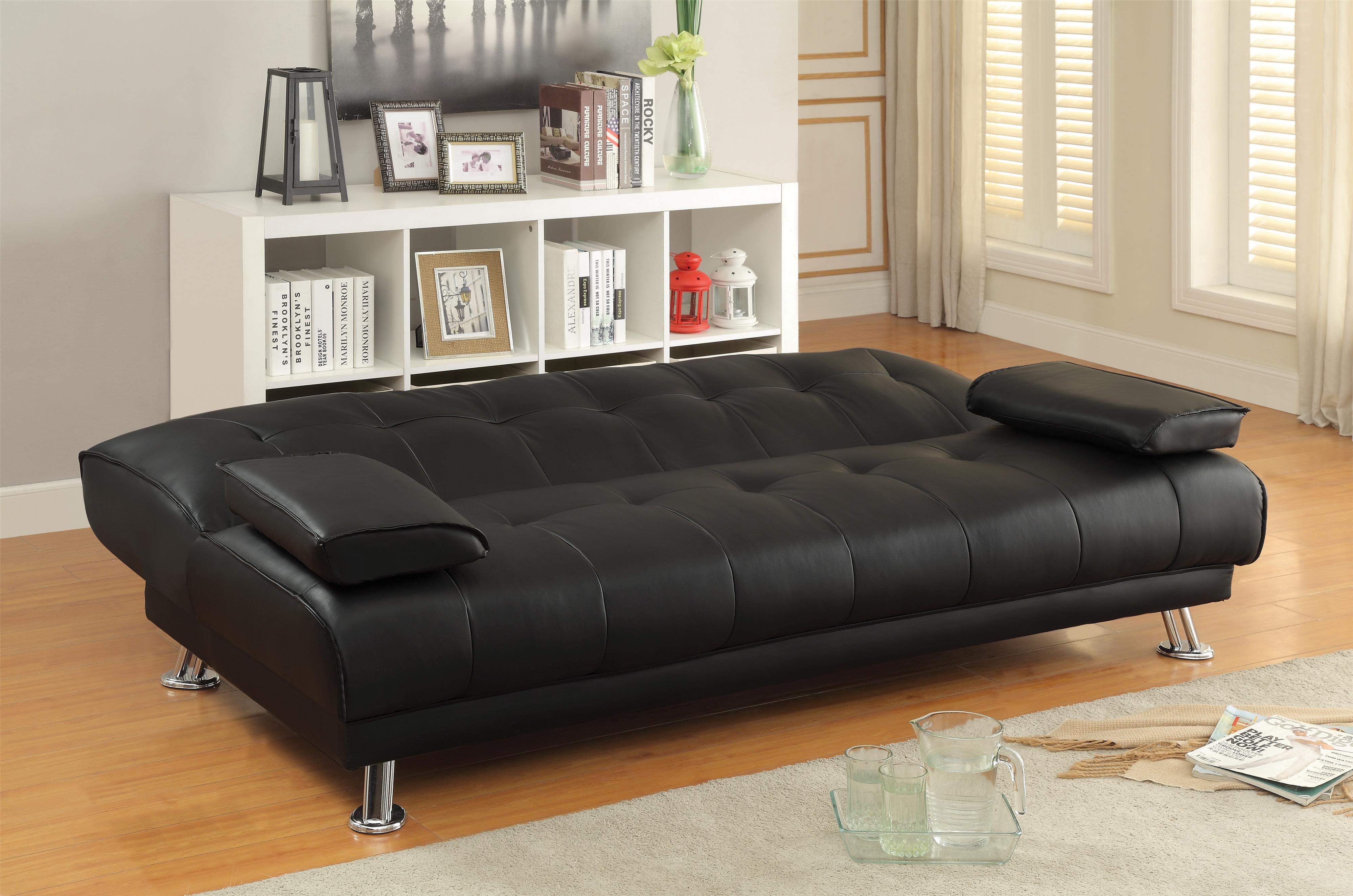 Coaster Sofa Beds And Futons Faux Leather Convertible Sofa Bed