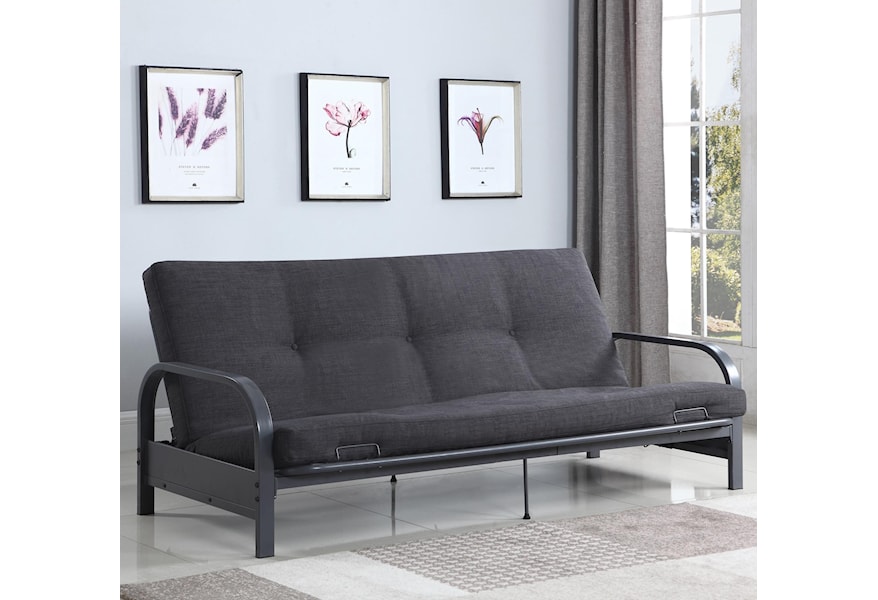 Coaster Sofa Beds and Futons Contemporary Futon with Metal Arms 