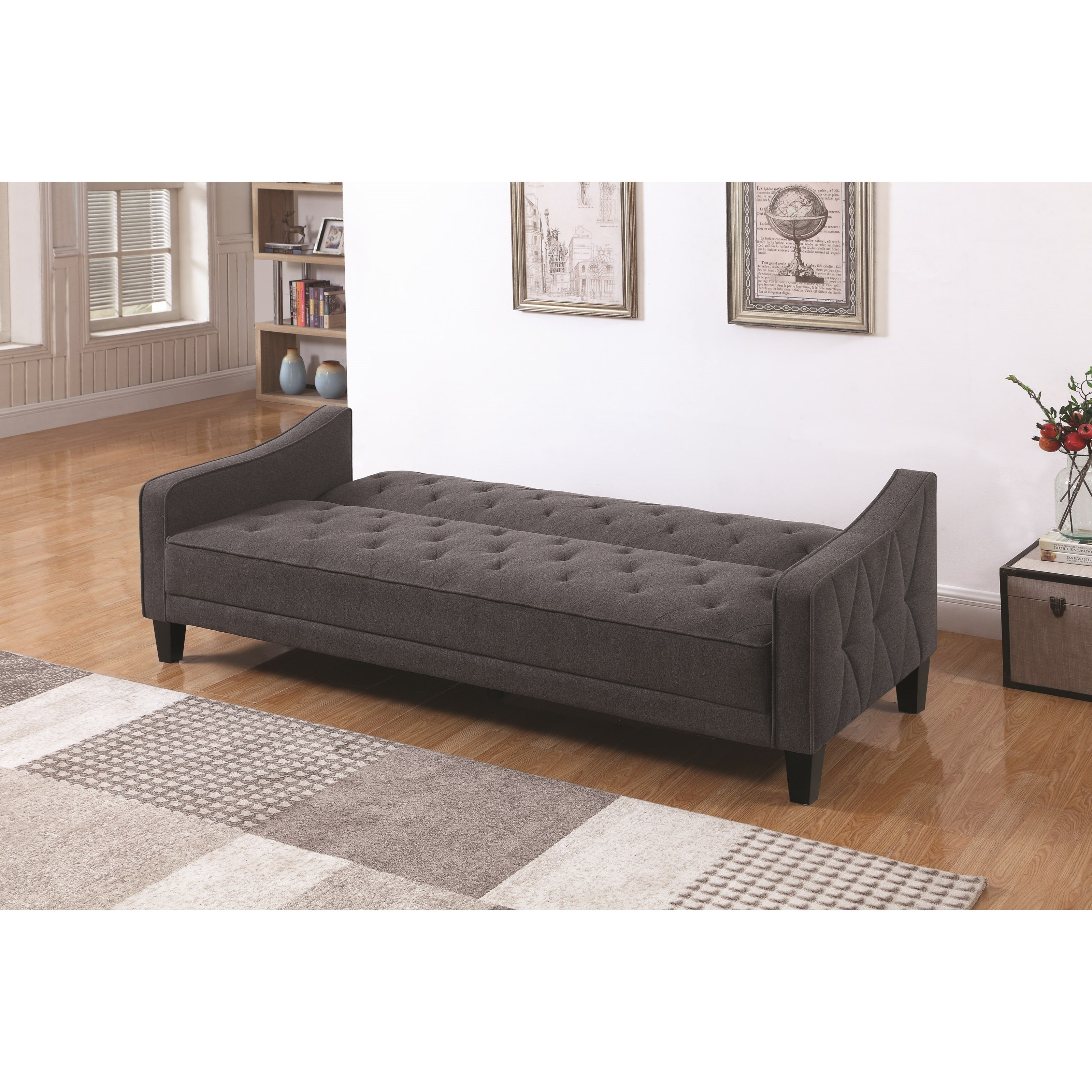 Coaster Sofa Beds And Futons Grey Sofa Bed With Diamond Tufting