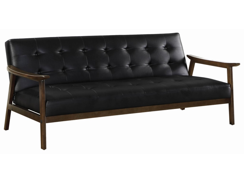 Sofa Beds And Futons Mid Century Modern Faux Leather Bed With Solid Wood Arms Legs By Coaster At Value City Furniture