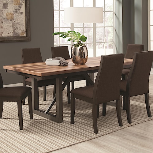 coaster spring creek dining table with 18'' extension leaf | aladdin