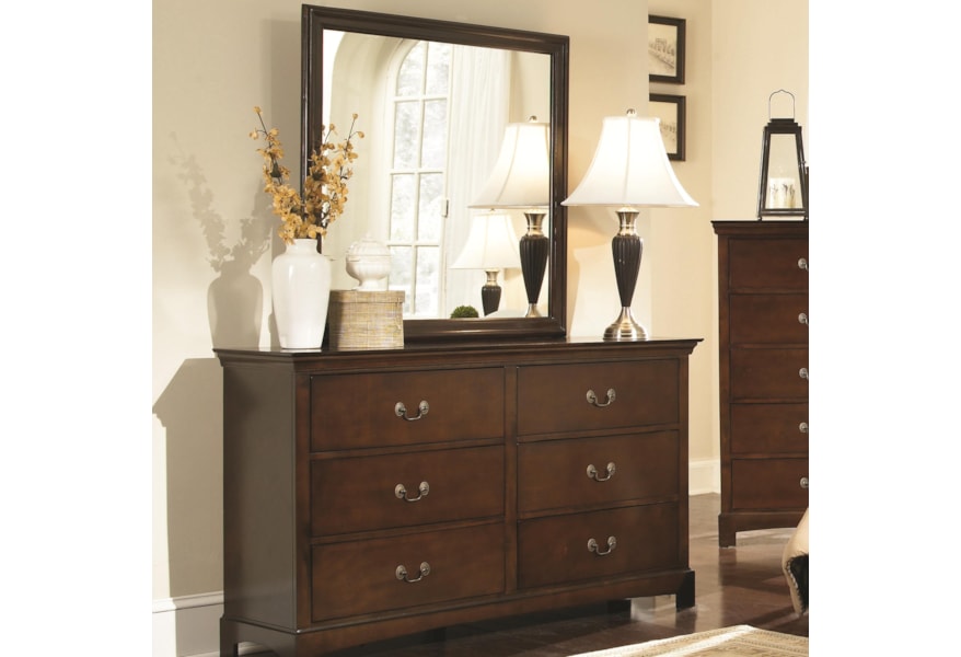 Coaster Tatiana Transitional Six Drawer Dresser And Mirror