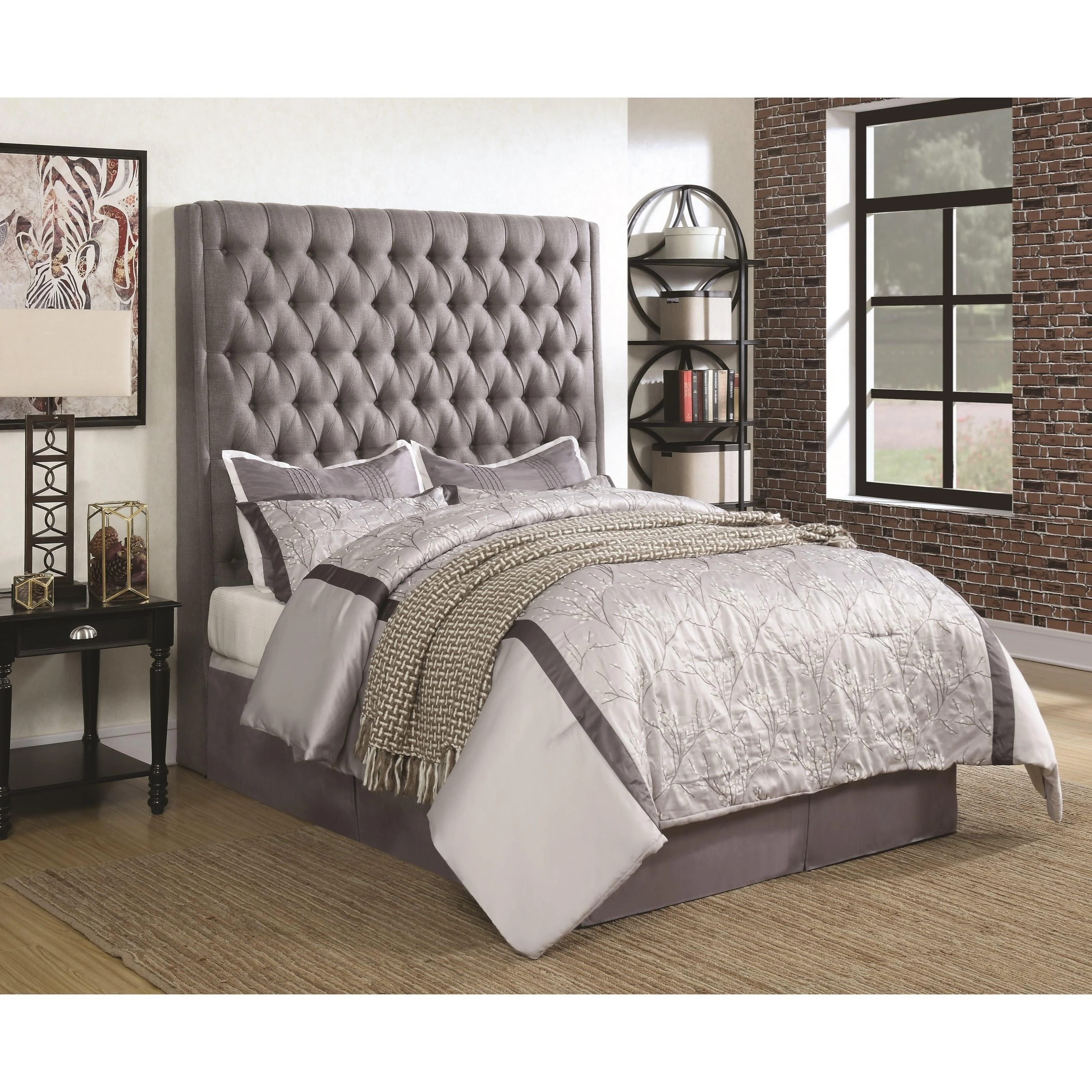 Modway Milenna Channel Tufted Fabric Headboard - King/California King, Light Gray