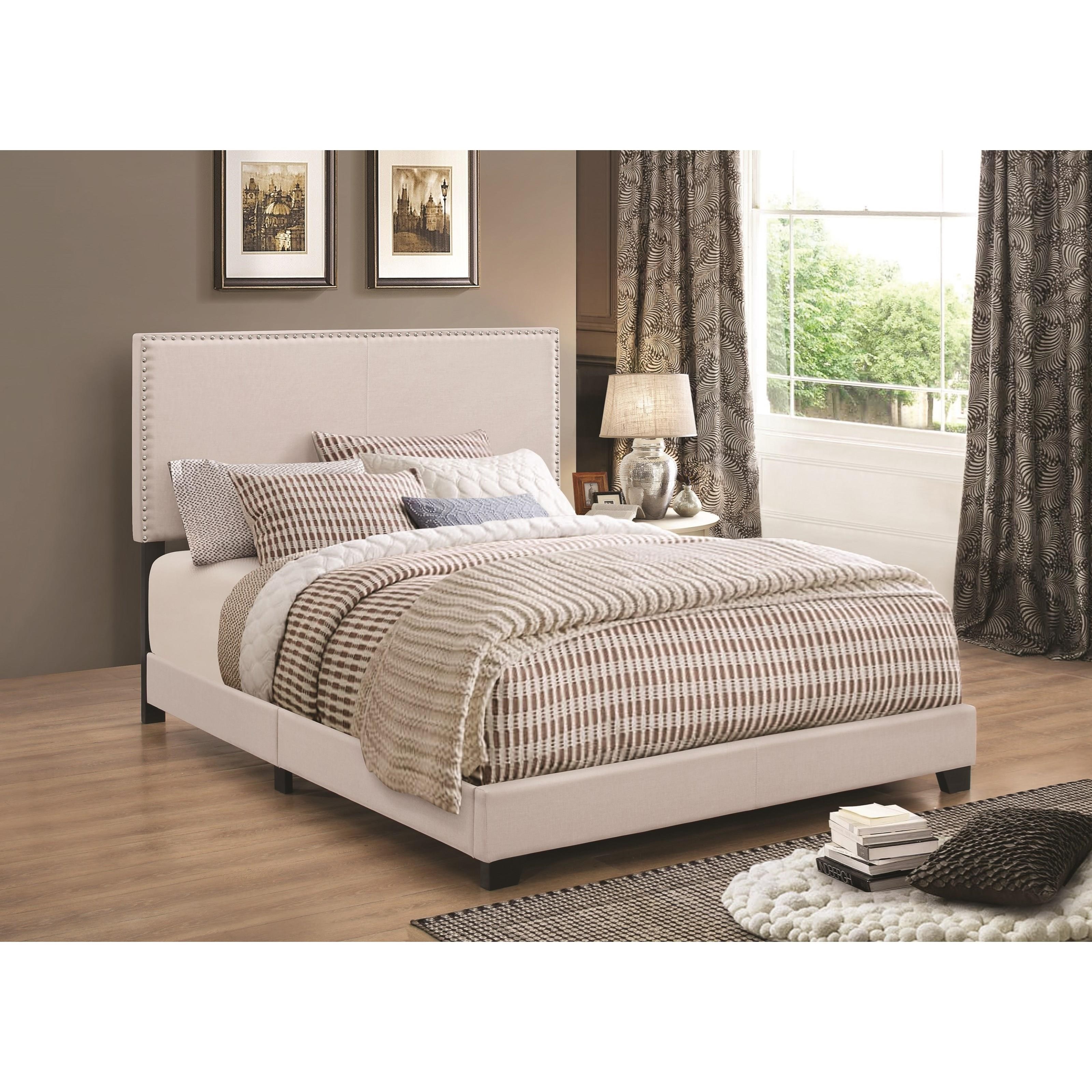 Coaster Upholstered Beds Upholstered Queen Bed With Nailhead Trim A1 Furniture Mattress Upholstered Beds