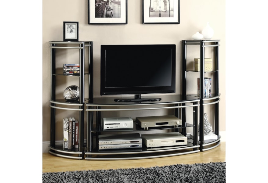 Coaster Entertainment Units Demilune Black Silver Finish Tv Stand