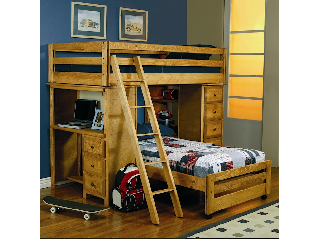 Coaster Wrangle Hill Twin Over Twin Loft Bed With Built In Desk