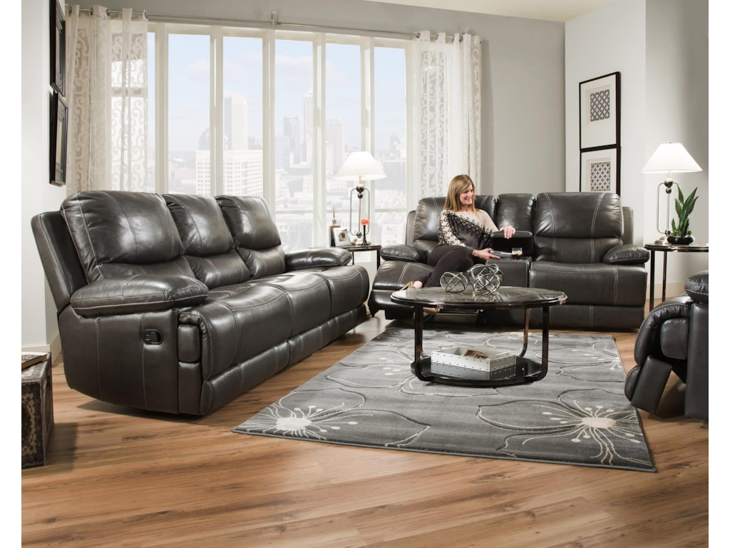 Corinthian Brooklyn CharcoalReclining Console Loveseat