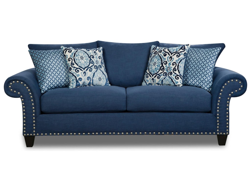 Paradigm Blue Sofa With Nailhead Trim By Corinthian At Great American Home