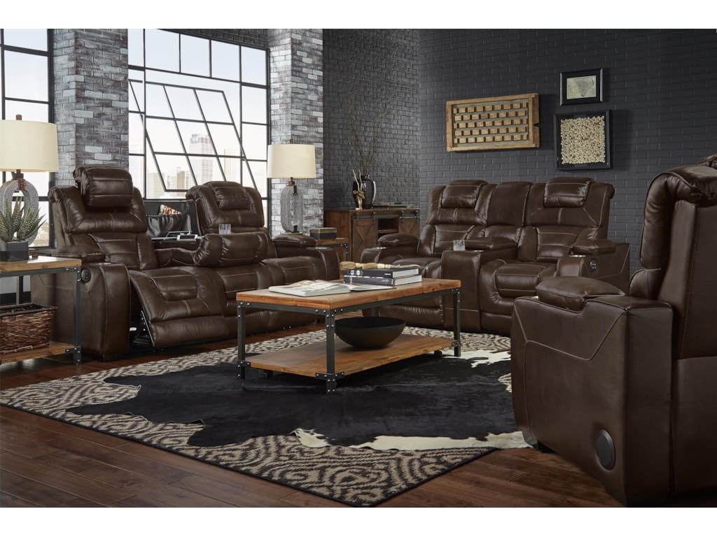 Corinthian Desert ChocolatePower Headrest Recliner with Bluetooth Speak