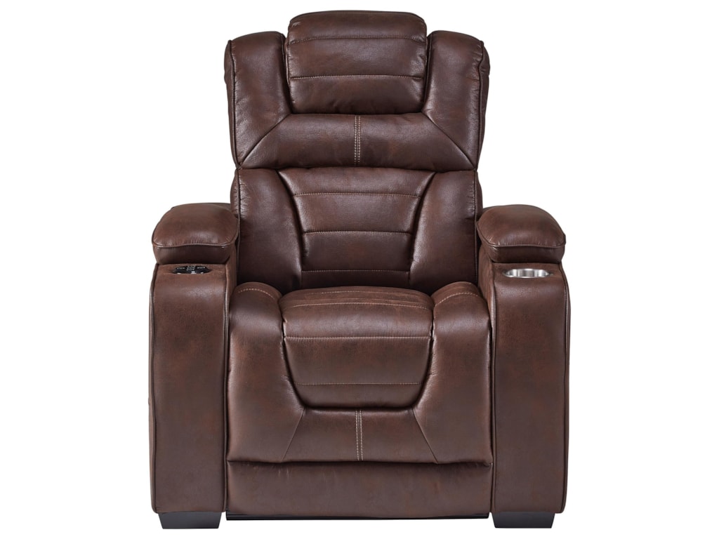 Corinthian Desert ChocolatePower Headrest Recliner with Bluetooth Speak