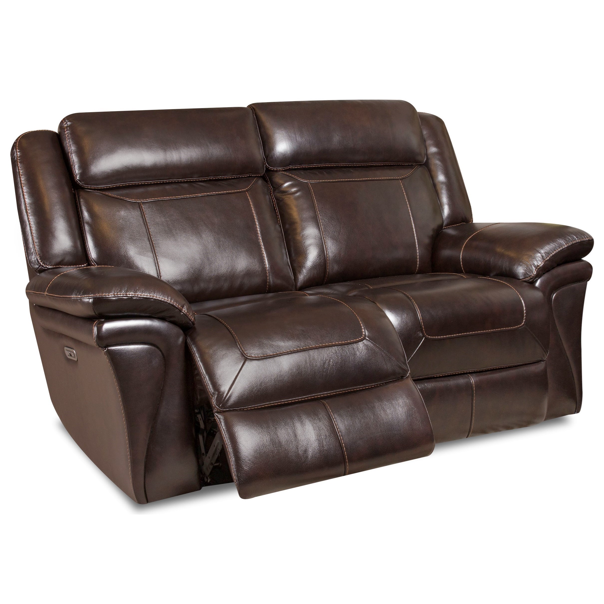 Corinthian L95001 Leather Power Headrest Reclining Loveseat Ahfa