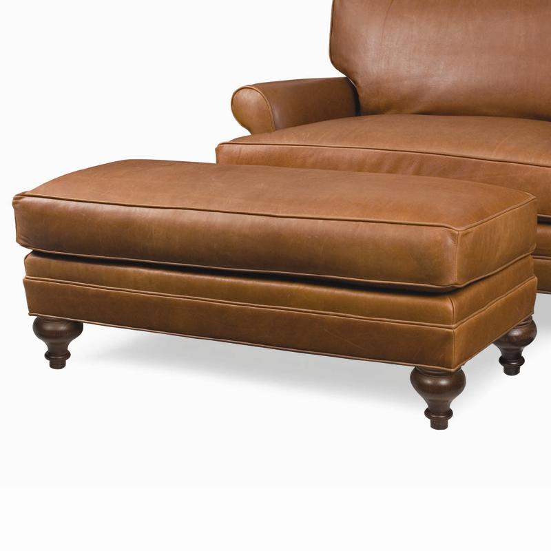 Wide Ottoman with Turned Wood Feet
