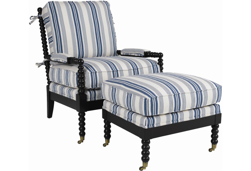 C R Laine Spool Exposed Wood Chair And Ottoman Jacksonville Furniture Mart Chair Ottoman