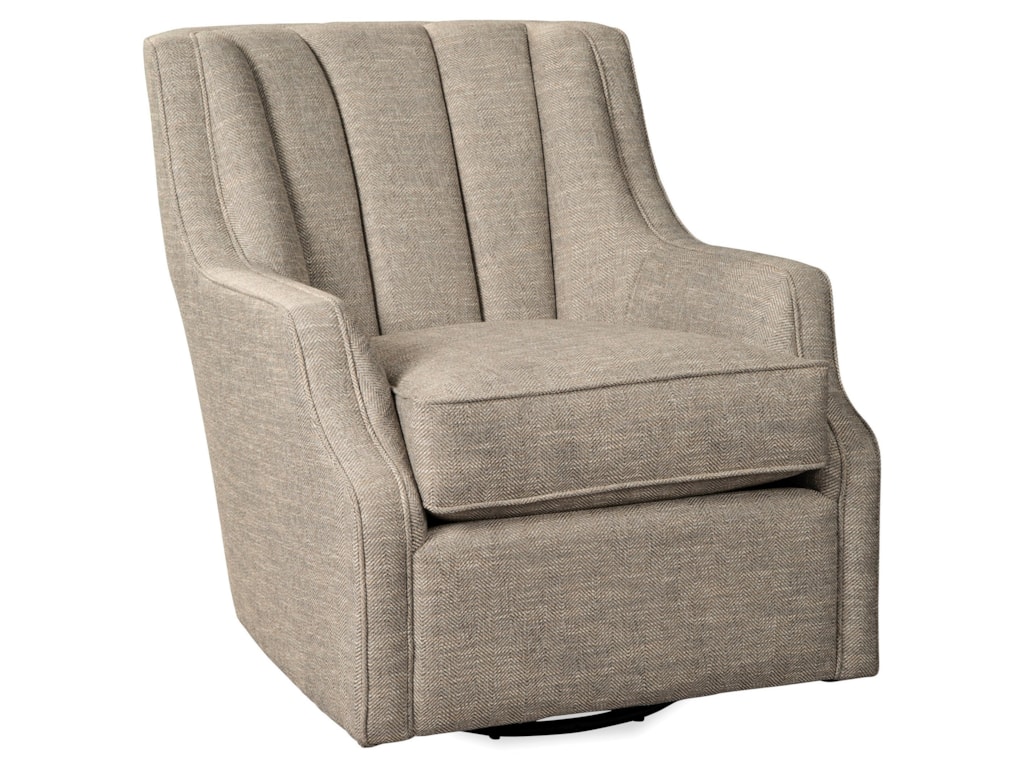 Hickory Craft 084710 Transitional Swivel Chair With Channeled Back