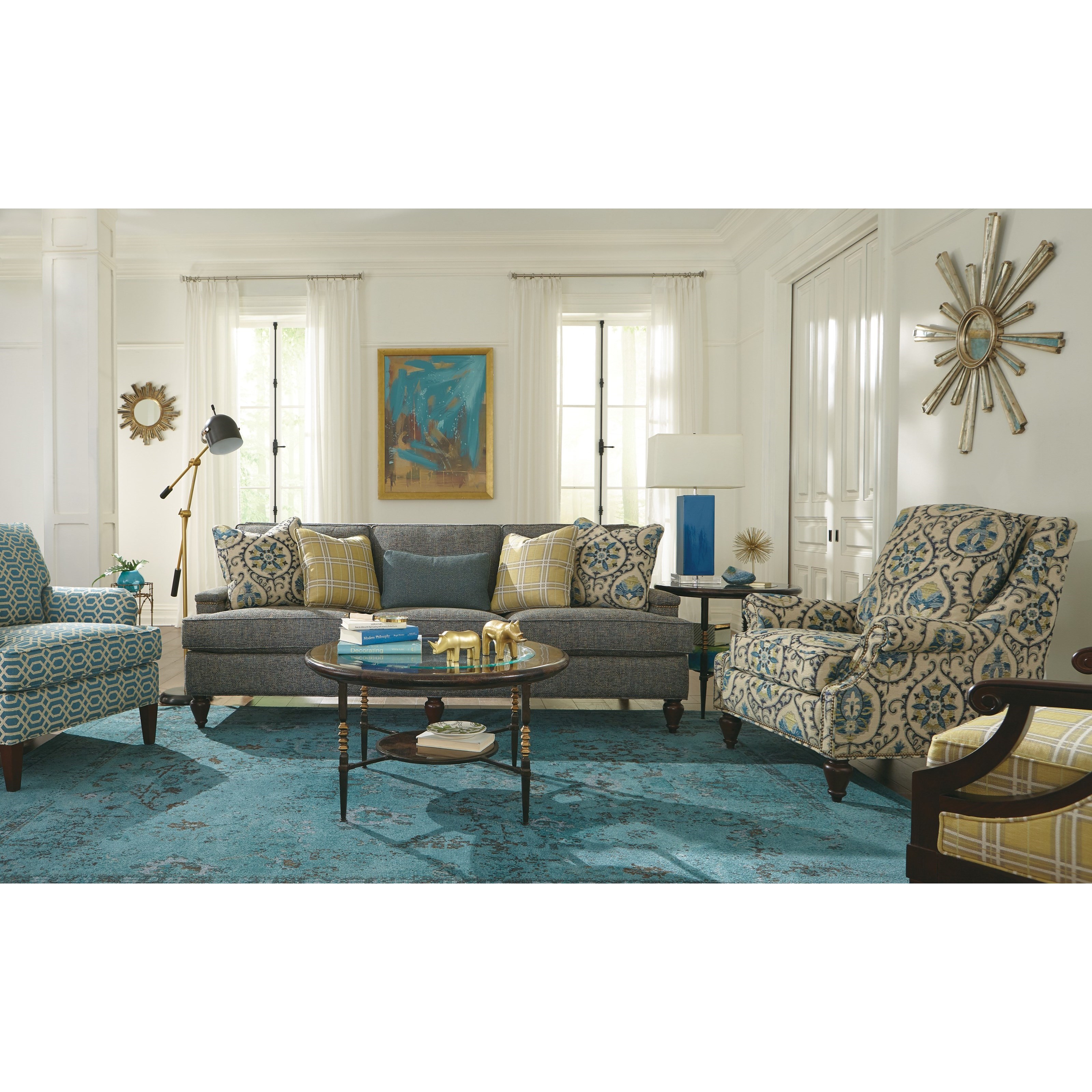 Cozi Life Upholstery 472150 Transitional Sofa With Light Brass