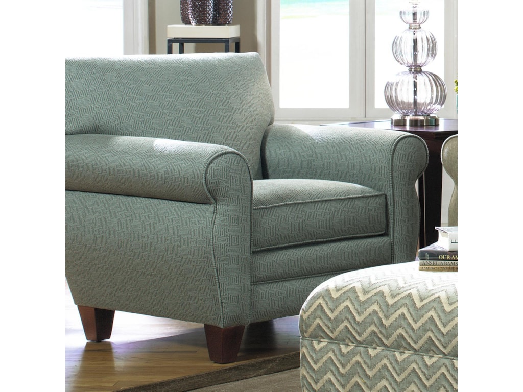 craftmaster 7388 transitional chair with rolled arms welt trim and