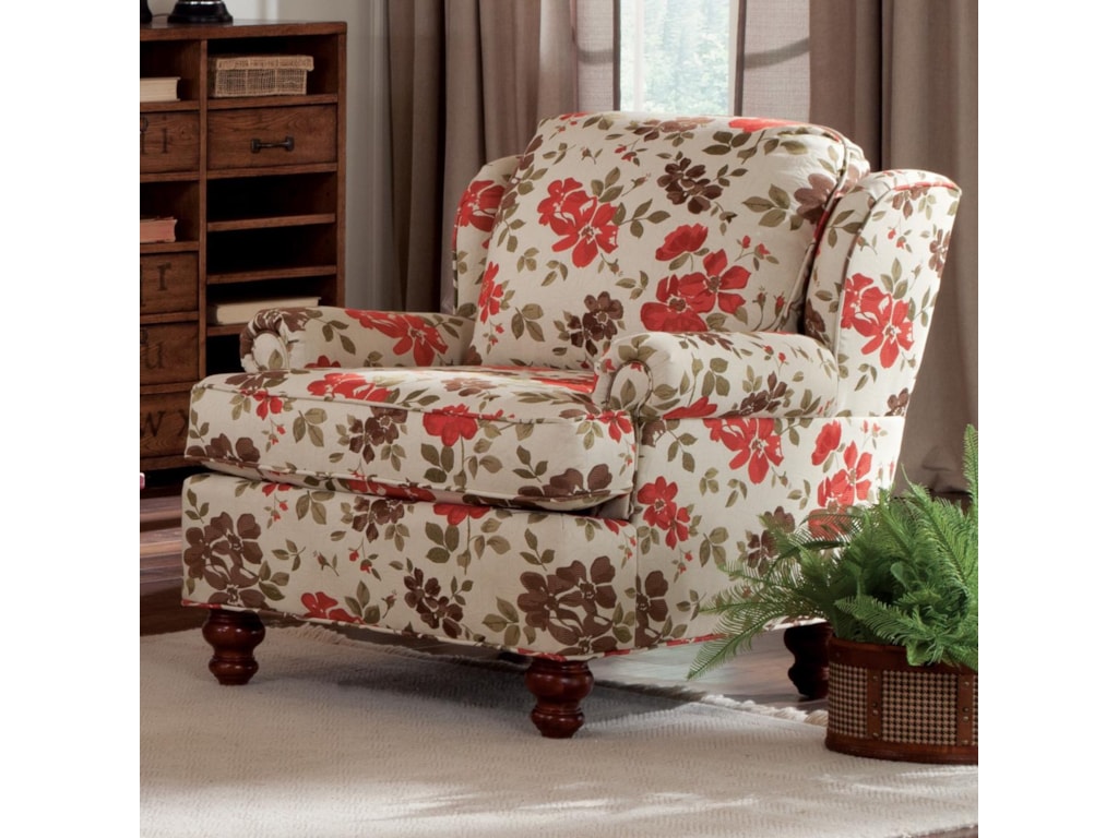 craftmaster 7402 traditional wing back chair with turned wood feet