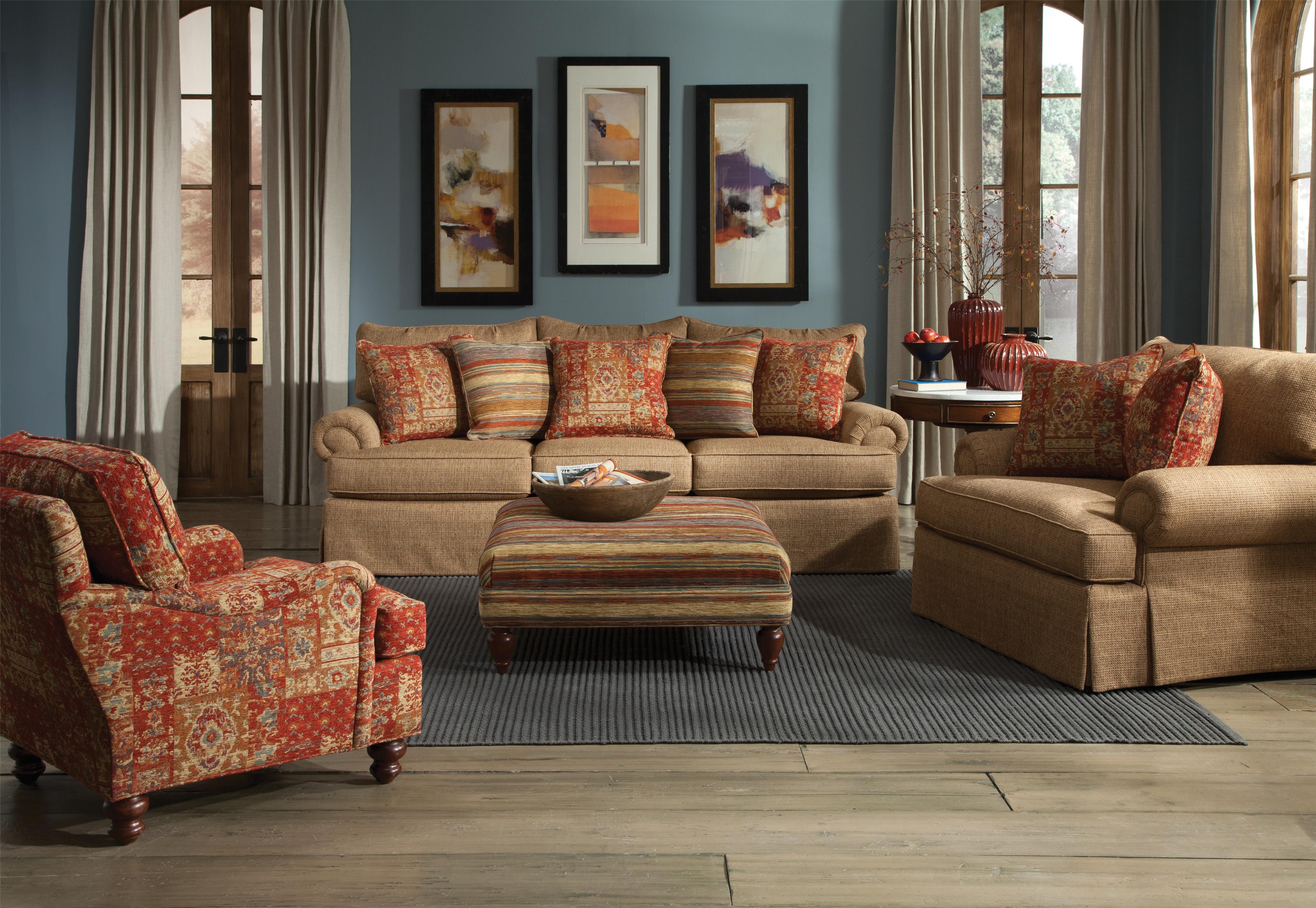 Craftmaster 9275 927550 Traditional Skirted Sofa With 5 Pillows Thornton Furniture Sofas