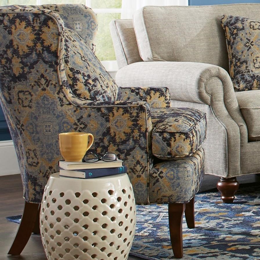 Craftmaster Accent Chairs 085010 Traditional Upholstered Wing Chair With Track Arms And Exposed Wood Feet Baer S Furniture Wing Chairs