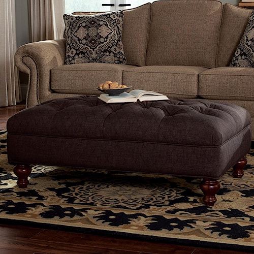 Hickorycraft Accent Ottomans Extra Large Tufted Ottoman With Bun Hickorycraft Accent Ottomans Extra Large Tufted Ottoman With Bun Wood Feet