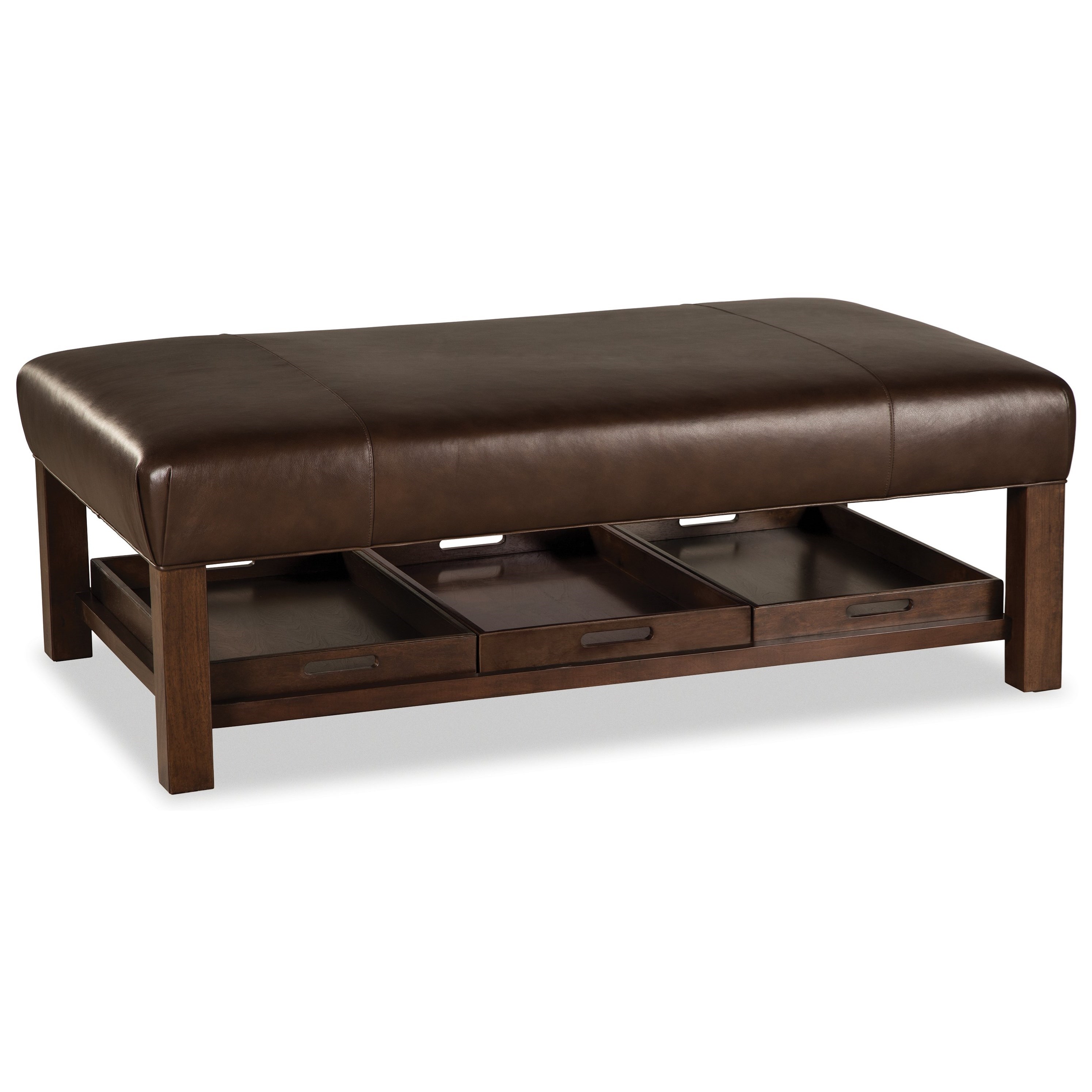 Craftmaster L034500 Large Rectangular Leather Ottoman With 3
