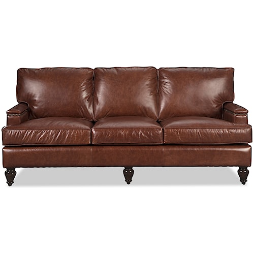 Hickorycraft L180950 Traditional 80 Leather Sofa With Nailheads On Hickorycraft L180950 Traditional 80