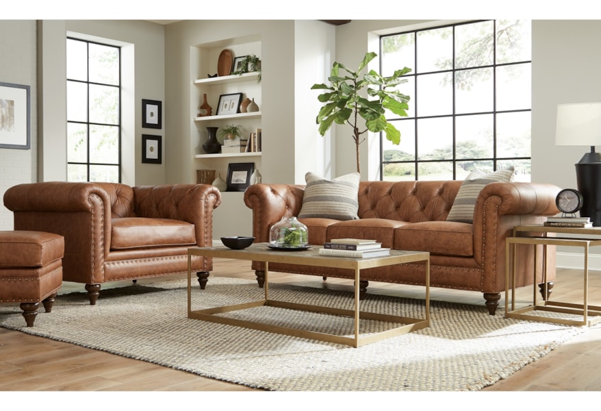 Craftmaster L743150 Traditional Leather Chesterfield Oversized Leather Chesterfield Oversized