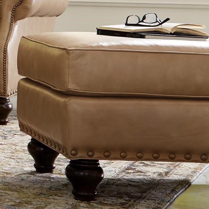 Craftmaster L762350 L762300bd Leather Oversized Chair Ottoman With Nailheads Hudson S Furniture Ottomans