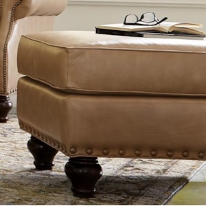 Craftmaster L762350 L762300bd Leather Oversized Chair Ottoman With Nailheads Hudson S Furniture Ottomans
