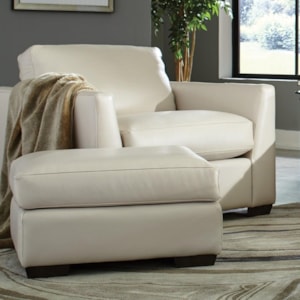 Craftmaster L783950 Contemporary Leather Chair Ottoman Set Baer S Furniture Chair Ottoman Sets