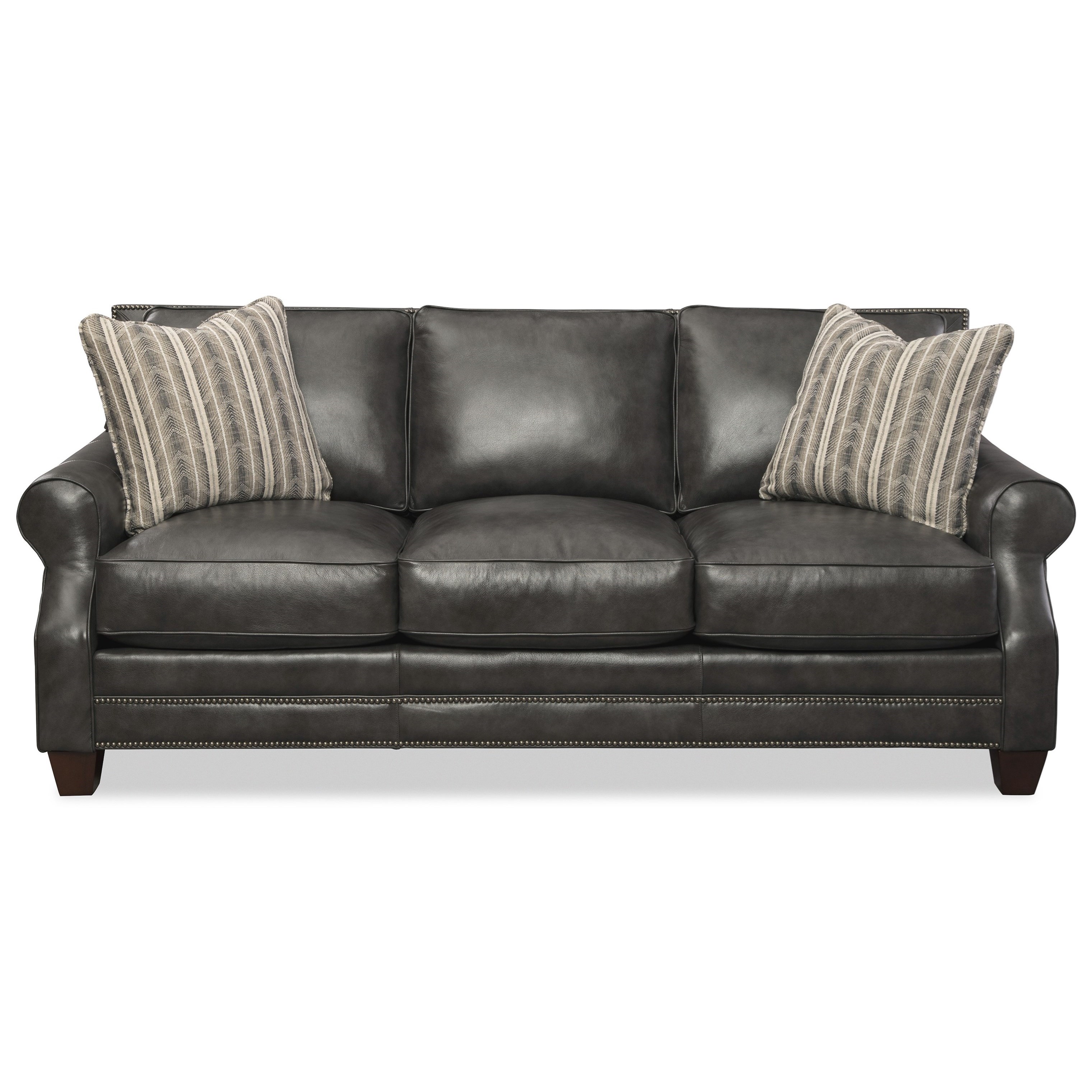 Craftmaster L793550bd Leather Sofa With Accent Pillows Vandrie