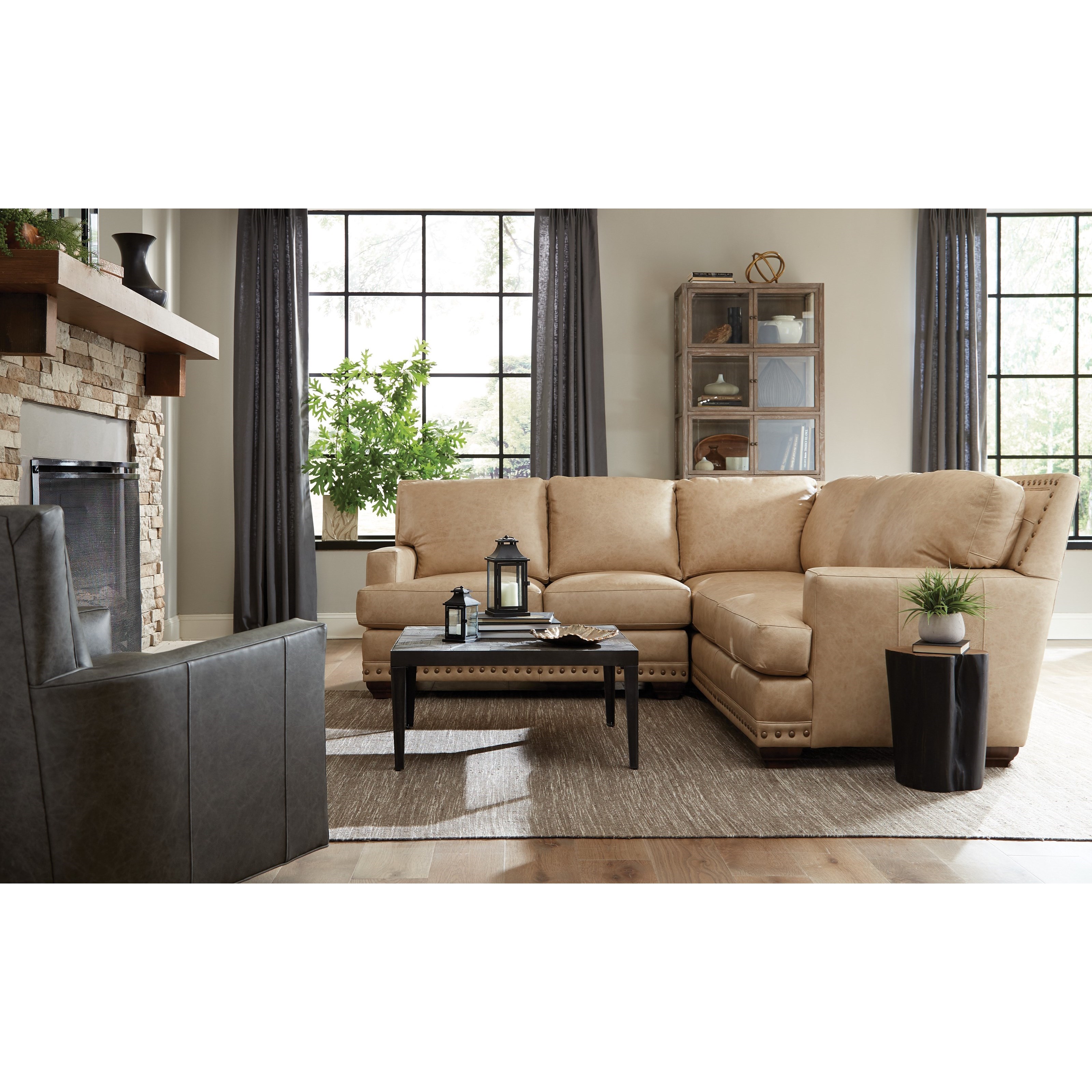 Craftmaster L793651 Transitional 4 Seat Leather Sectional Sofa