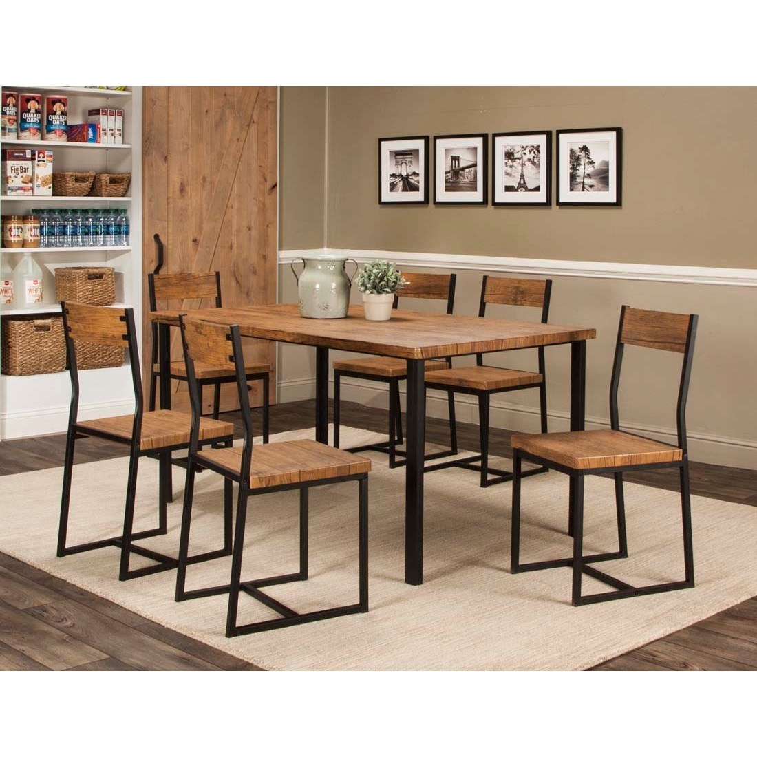 Cramco Inc Adler Transitional 7 Piece Dining Table And Chair Set