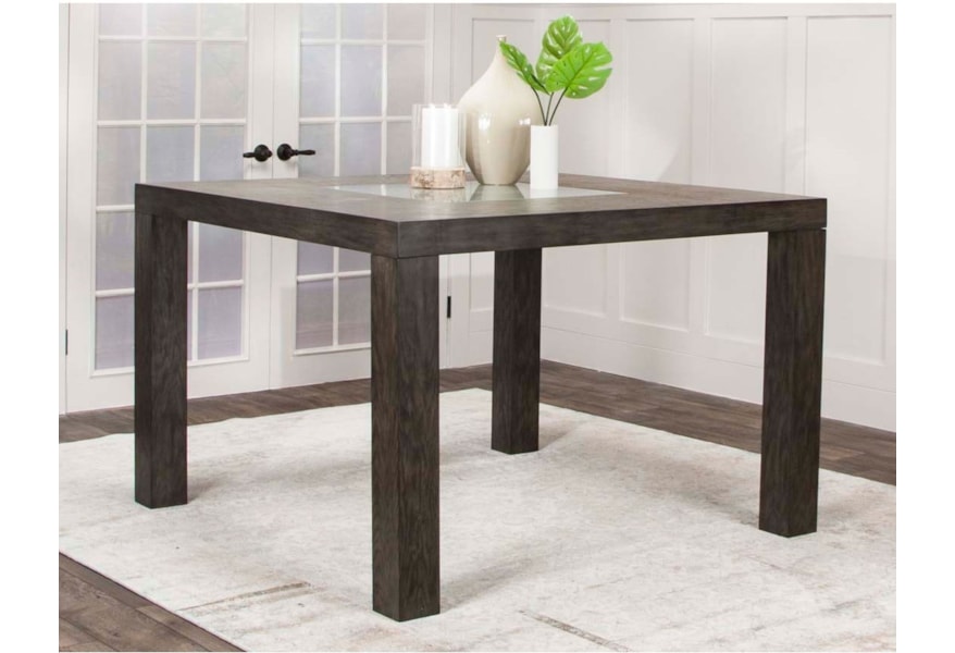 Cramco Inc Cougar Wooden Square Counter Height Dining Table With Glass Insert Value City Furniture Dining Tables