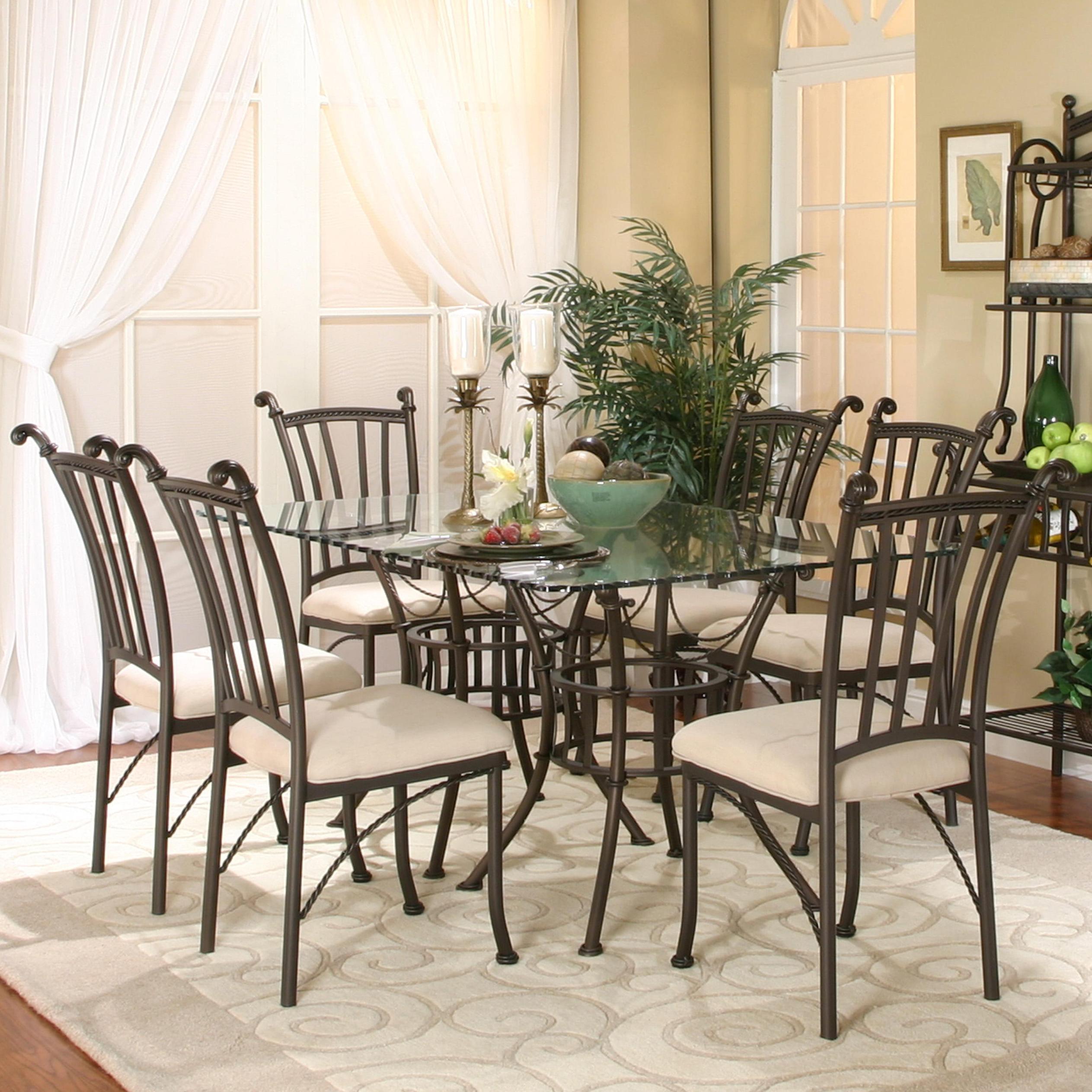 Cramco Inc Denali 7 Piece Rectangular Glass Table With Chairs