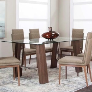 Cramco Inc Leone Rectangular Glass Top Dining Table Corner Furniture Dining Tables