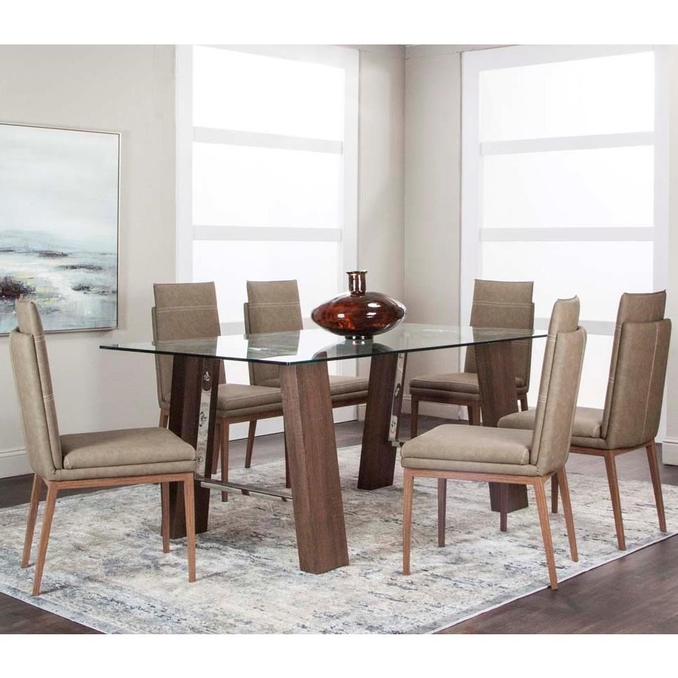 Cramco Inc Leone 7 Piece Dining Set With Glass Top Table Value