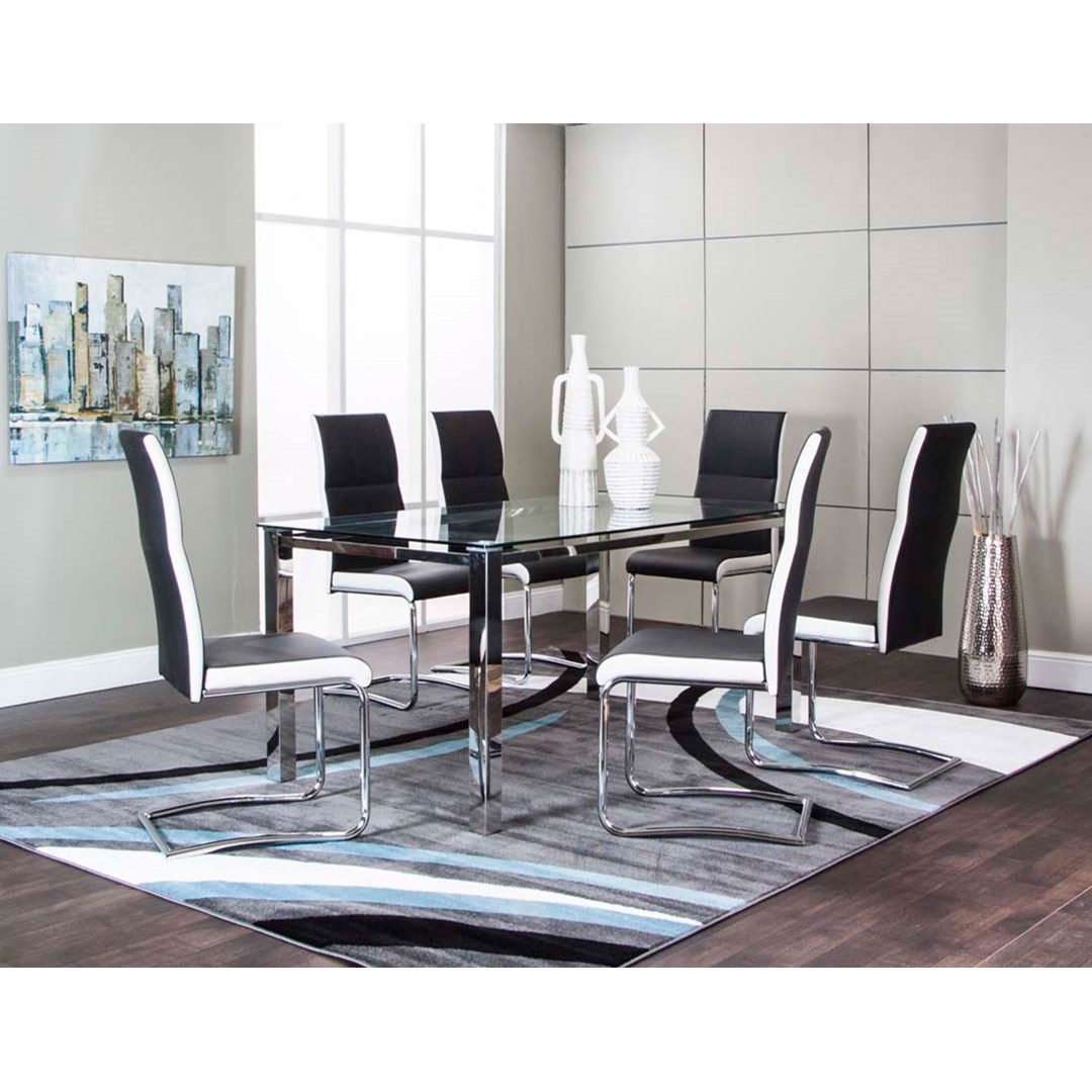 Cramco Inc Skyline Glass Top Dining Table With Chrome Base Value City Furniture Dining Tables