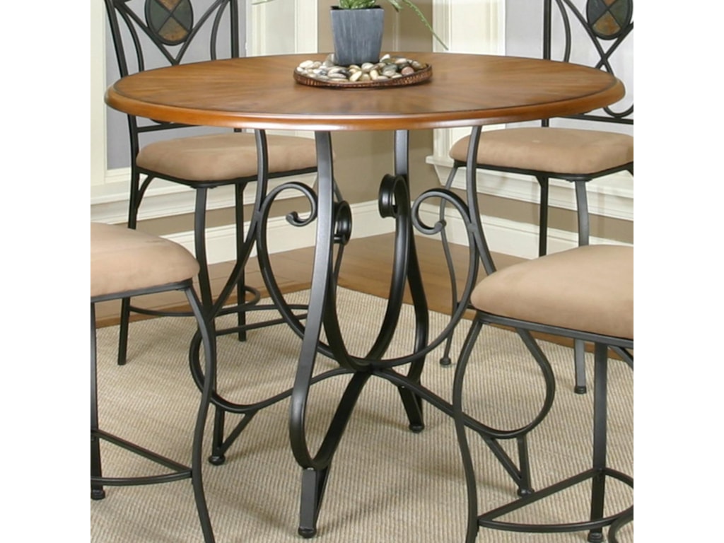Cramco Inc Ravine Round Pub Table W Oal Wood Top Royal Furniture Pub Table