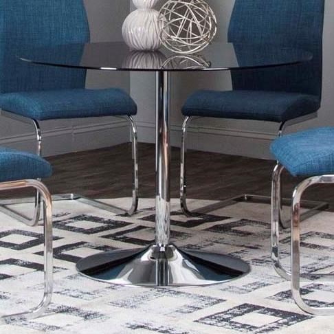 Cramco Inc Rocket Round Dining Table With Smoked Glass Top And Chrome Finish Base Corner Furniture Kitchen Tables