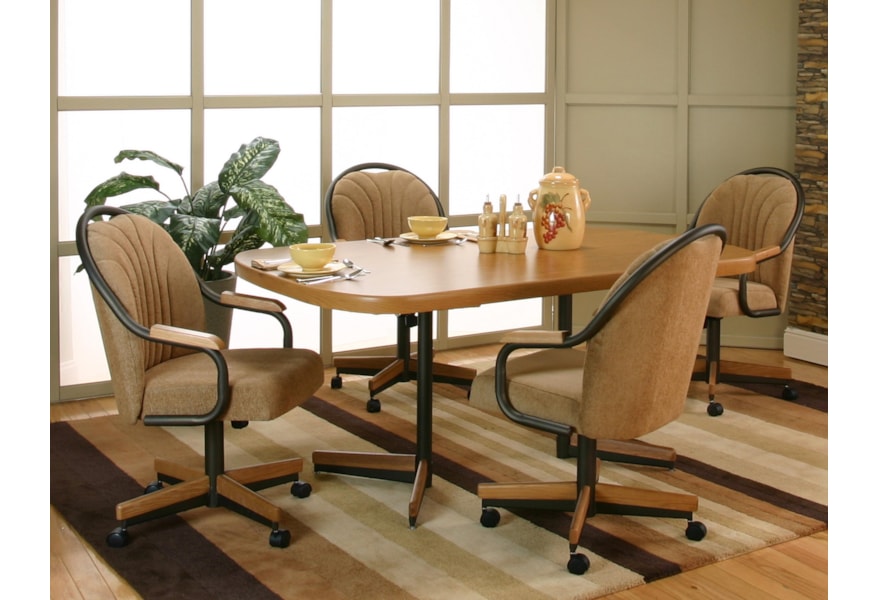 Cramco Inc Shaw Bow End Sunset Oak Laminate Dining Table With 4 Sunset Oak Laminate Dining Table